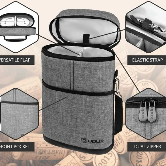 Gray Wine Carrier Bag - Picture 3 of 4